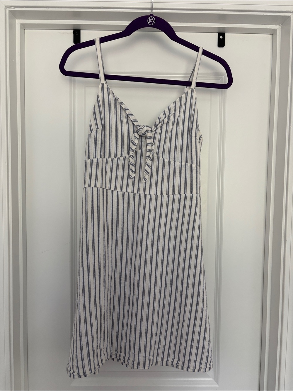 Hollister White Dress with Blue Vertical Stripes